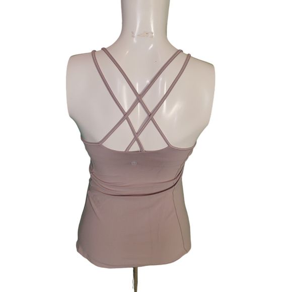 Lululemon Free To Be Tank *Everlux Bra Top Strappy Back Smoky Blush Sz 4 - Picture 8 of 9